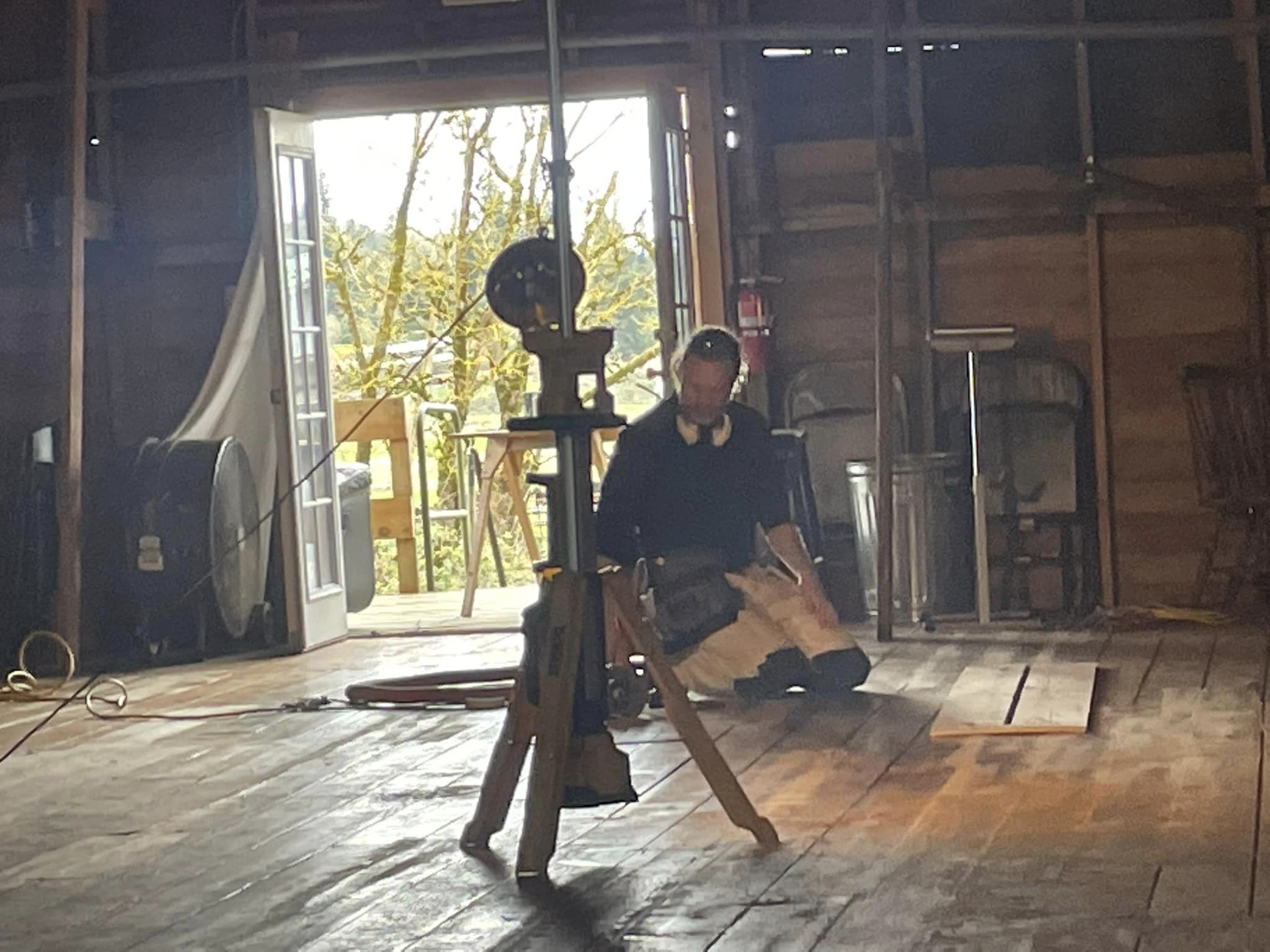 Andrew working on the floor