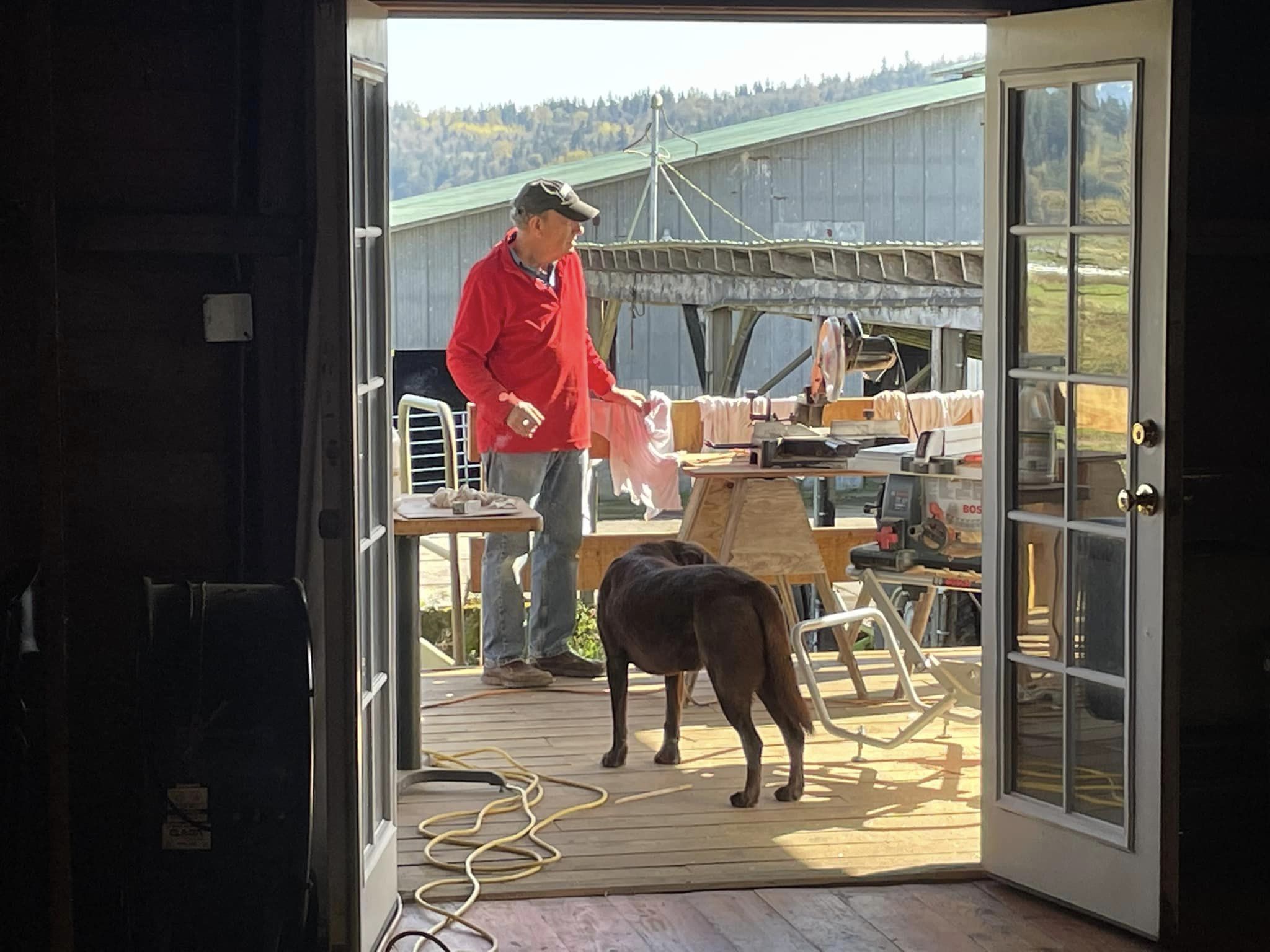 Arthur Newmon working on the floor
